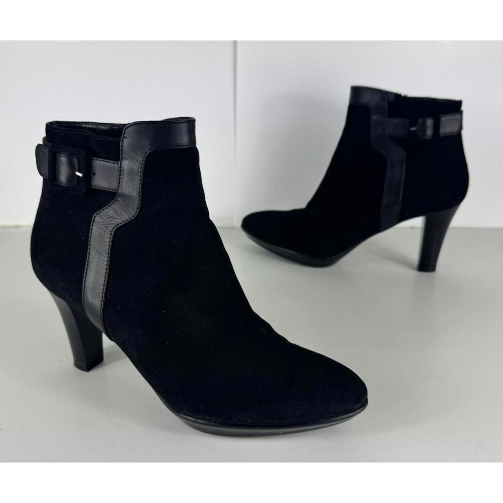 Aquatalia Rae Womens Weatherproof Black Suede Heeled Ankle Boot Size US 7.5